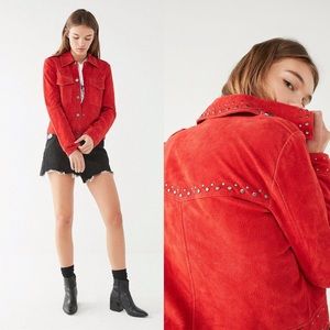 Urban Outfitters Studded Suede Trucker Jacket